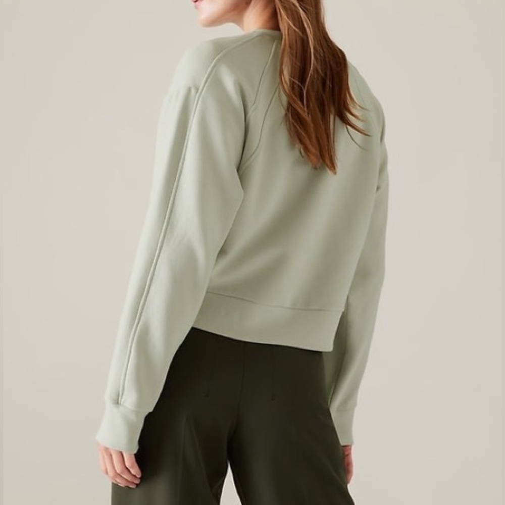 Athleta Green Retroplush Revive Crewneck Sweatshirt (Size XS) - Picture 2 of 8